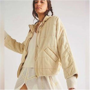 Free People Cream Quilted Jacket